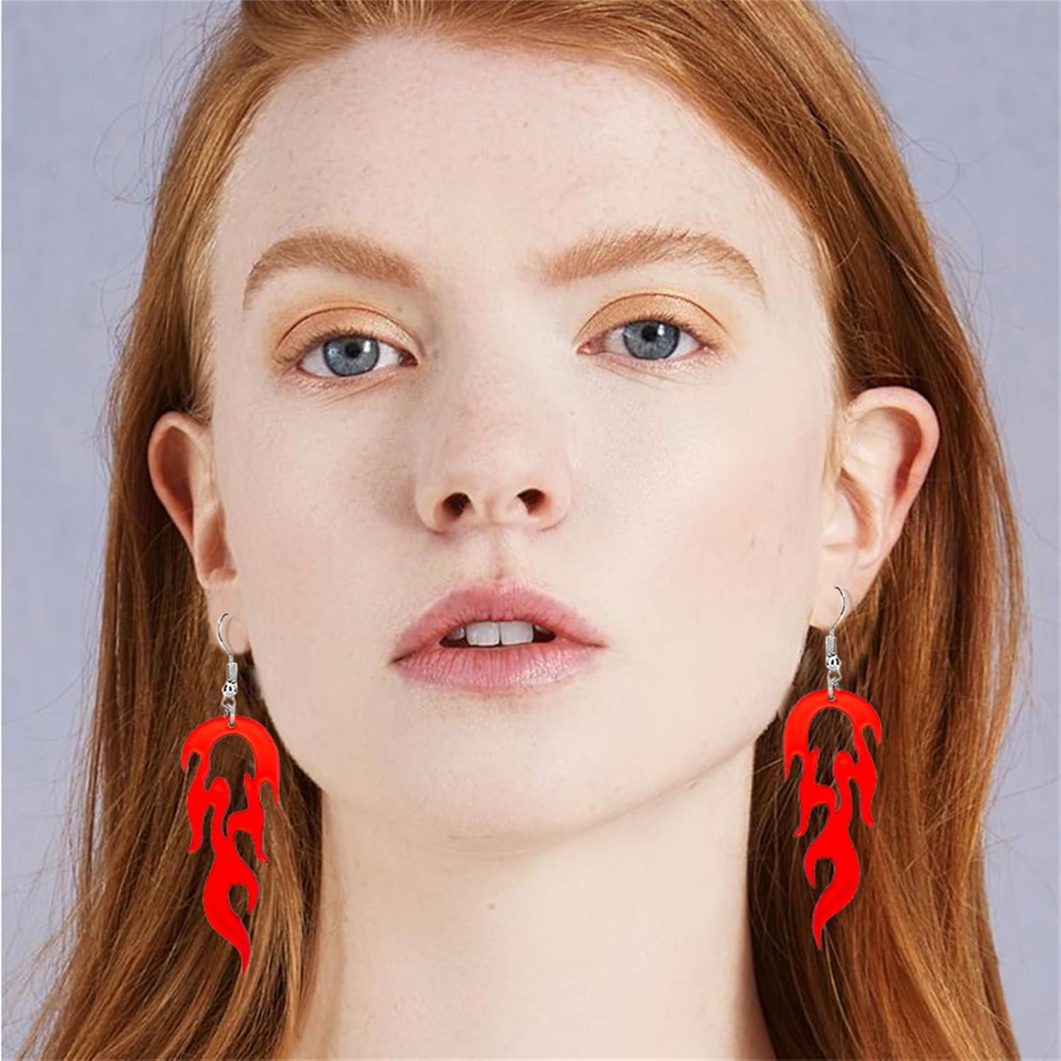 coadipress Punk Fire Element Circle Earrings for Women Flame Acrylic Geometric Round Black Flame Earrings Funny Creative Gothic Vintage Cosplay Halloween Exaggerated Drop Dangle Earrings image 5