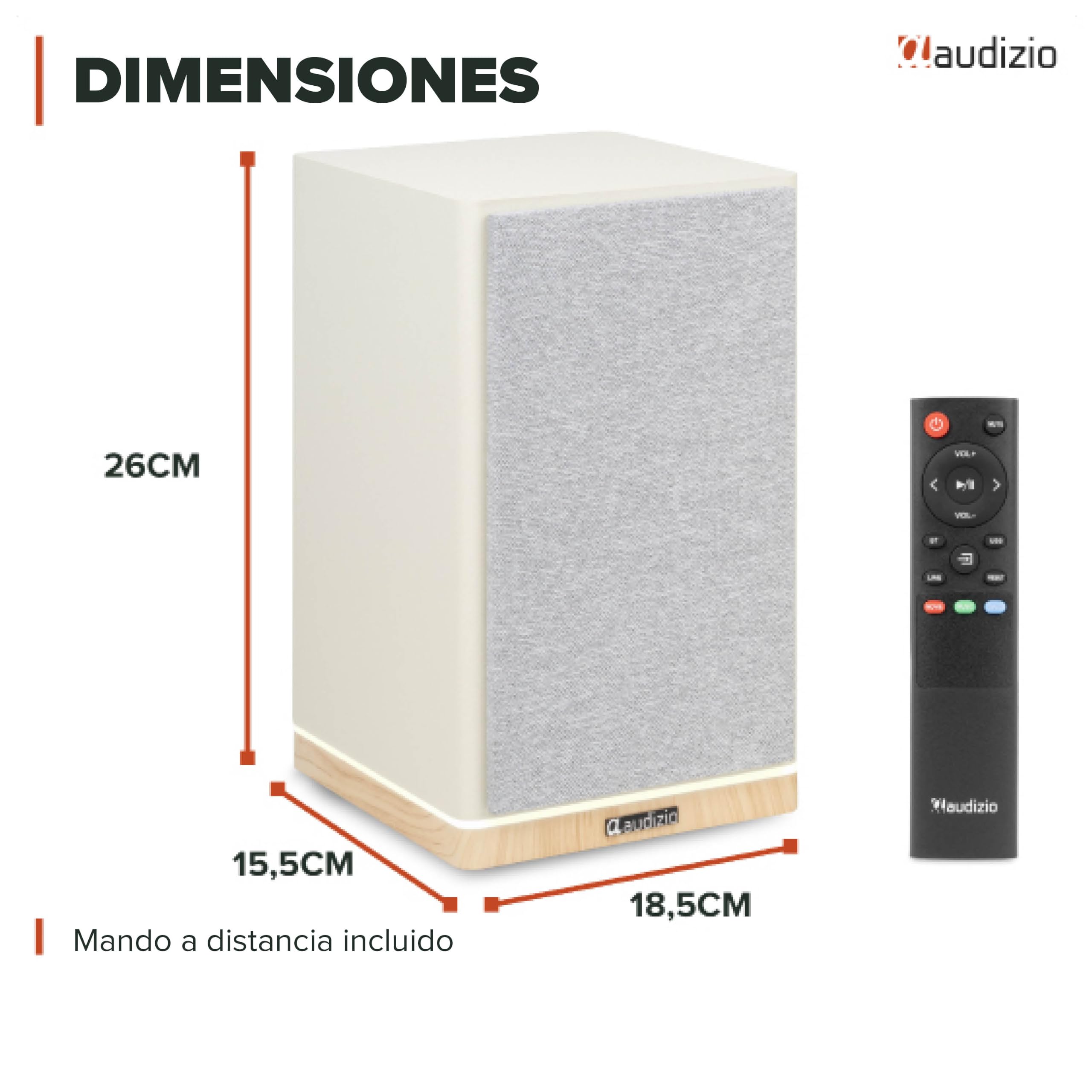 Audizio KS12 Altavoces HiFi Activos 80W HDMI ARC, Color Crema | Altavoces activos con HDMI ARC, Bluetooth 5.3, salida para subwoofer y acabado crema