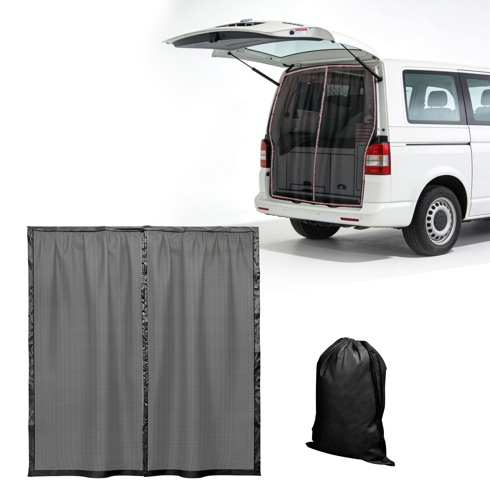 JOJOCY Moustiquaire magnétique pour van - Réseau anti-insectes pour VW T5 T6, moustiquaire pour van, protection contre les moustiques et les insectes pour porte latérale arrière, filet d'ombrage pour