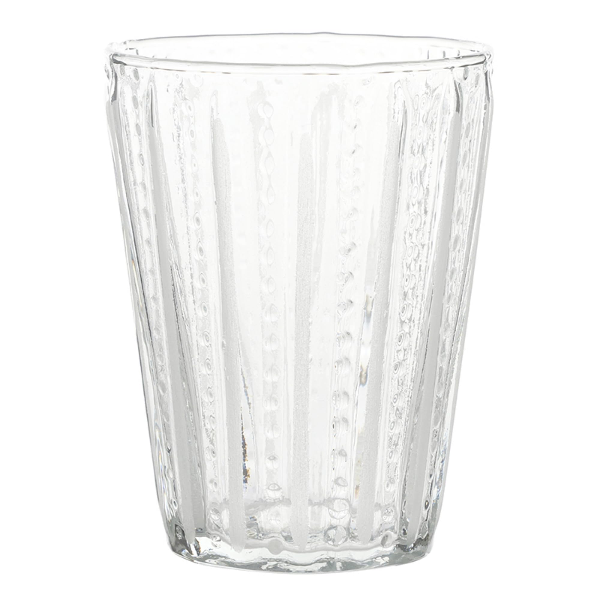 Santa Barbara Design Studio Women's White Stripes Drinking Glasses - Textured Embossed Water Glass, 8.5-Ounce,