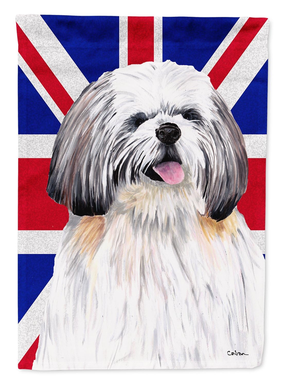 Toile Shih Tzu drapeau anglais grand tableau multicolore Caroline's Treasures SC9840CHF