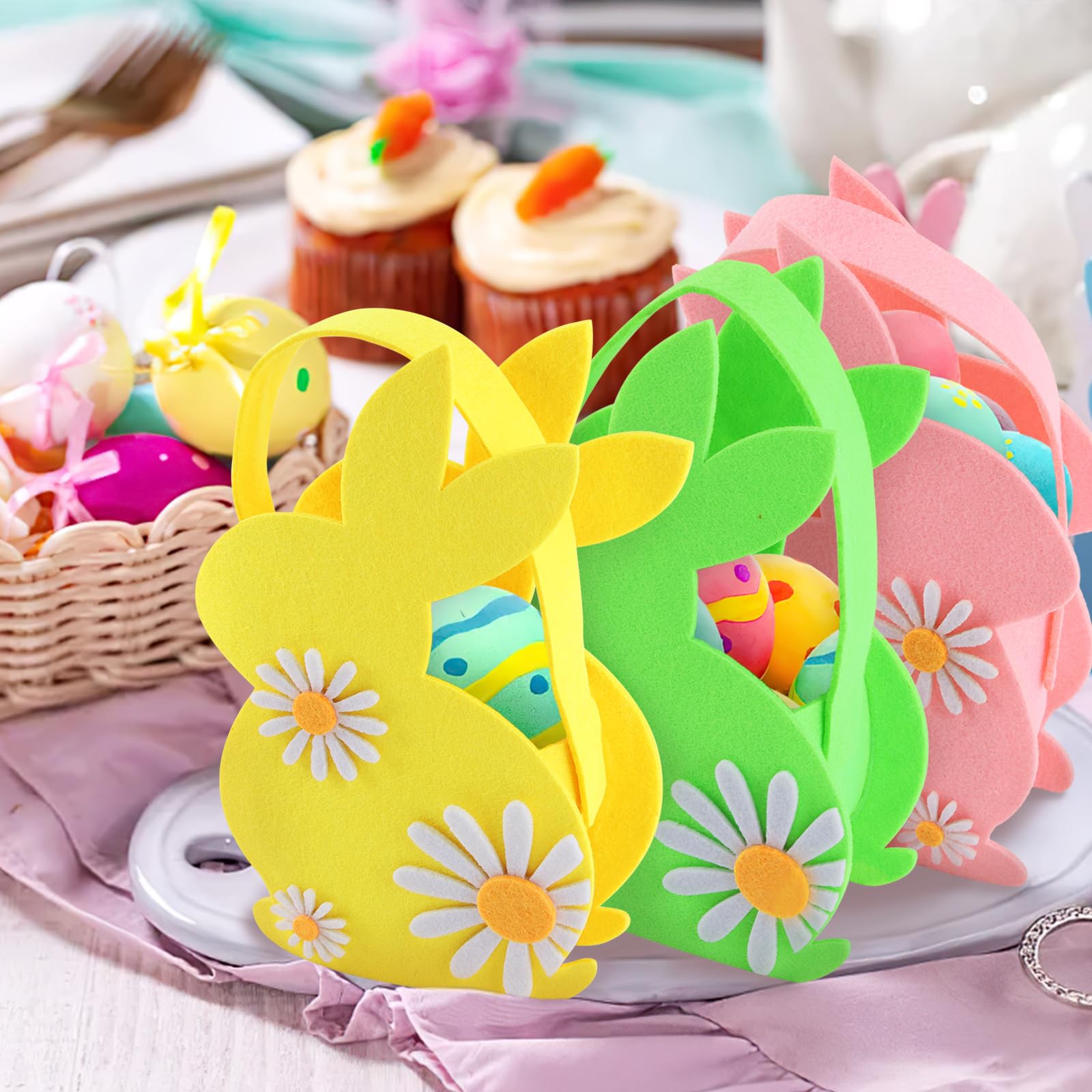 ZoneYan 3 Pezzi Cestini Pasquali, Decorazioni Pasquali, Pasqua Decorazioni, Decorazioni Pasqua, Uova di Pasqua Decorative, Addobbi Pasquali, Cestini Pasquali