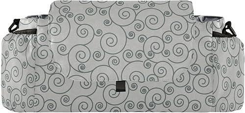 organizer for stroller Abstract Geometric Swirl Gray diaper caddy With Non-Slip Shoulder Strap & Stroller accesorios para carriolas de