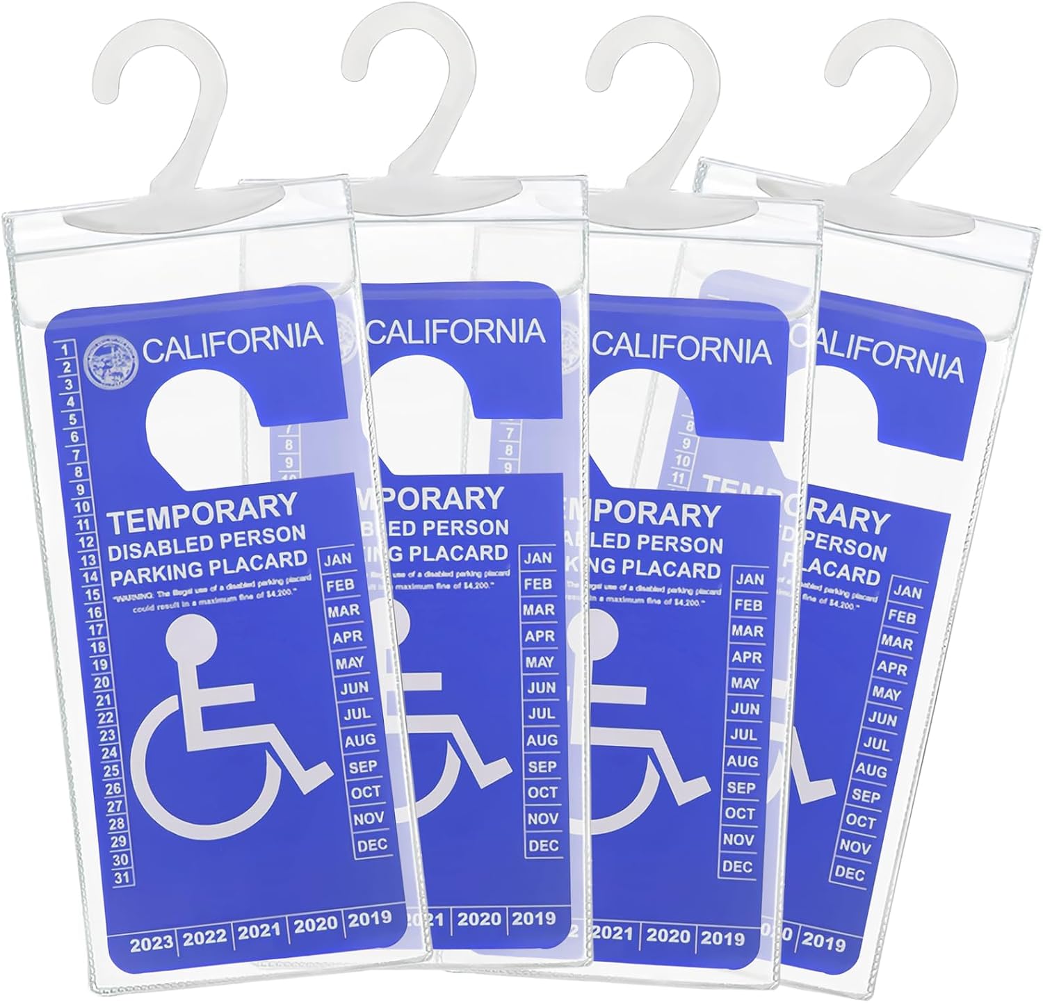 4 PCS Handicap Placard Holder - Ultra Transparent Disabled Parking Permit Placard Protective Holder Cover with Large Hook for Auto Accessories