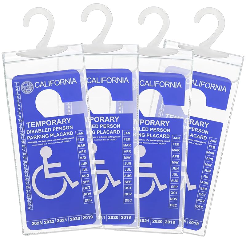 Kit com 4 suportes transparentes para cartão de estacionamento acessível com gancho para retrovisor