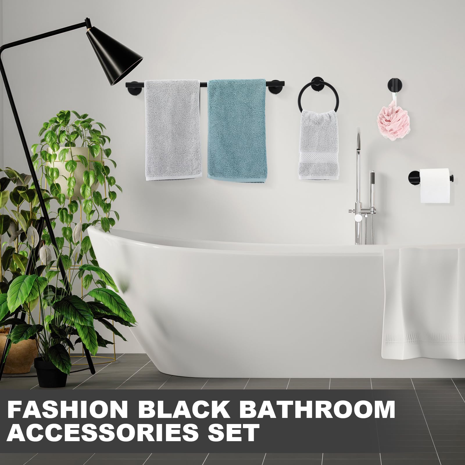 Gisafai Juego de 20 piezas de accesorios de baño, 23.6 pulgadas, toallero cepillado, soporte para papel higiénico, gancho para toalla, gancho para toalla, juego de accesorios de baño de acero