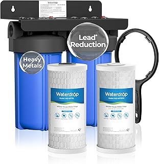 Waterdrop 2 Stage Whole House Water Filter System, with Carbon and Sediment Filter, Highly Reduce Lead, PFAS and Heavy Metals, Taste, 5-Stage Filtration, WD-WHF21-PBL, 1" Inlet/Outlet
