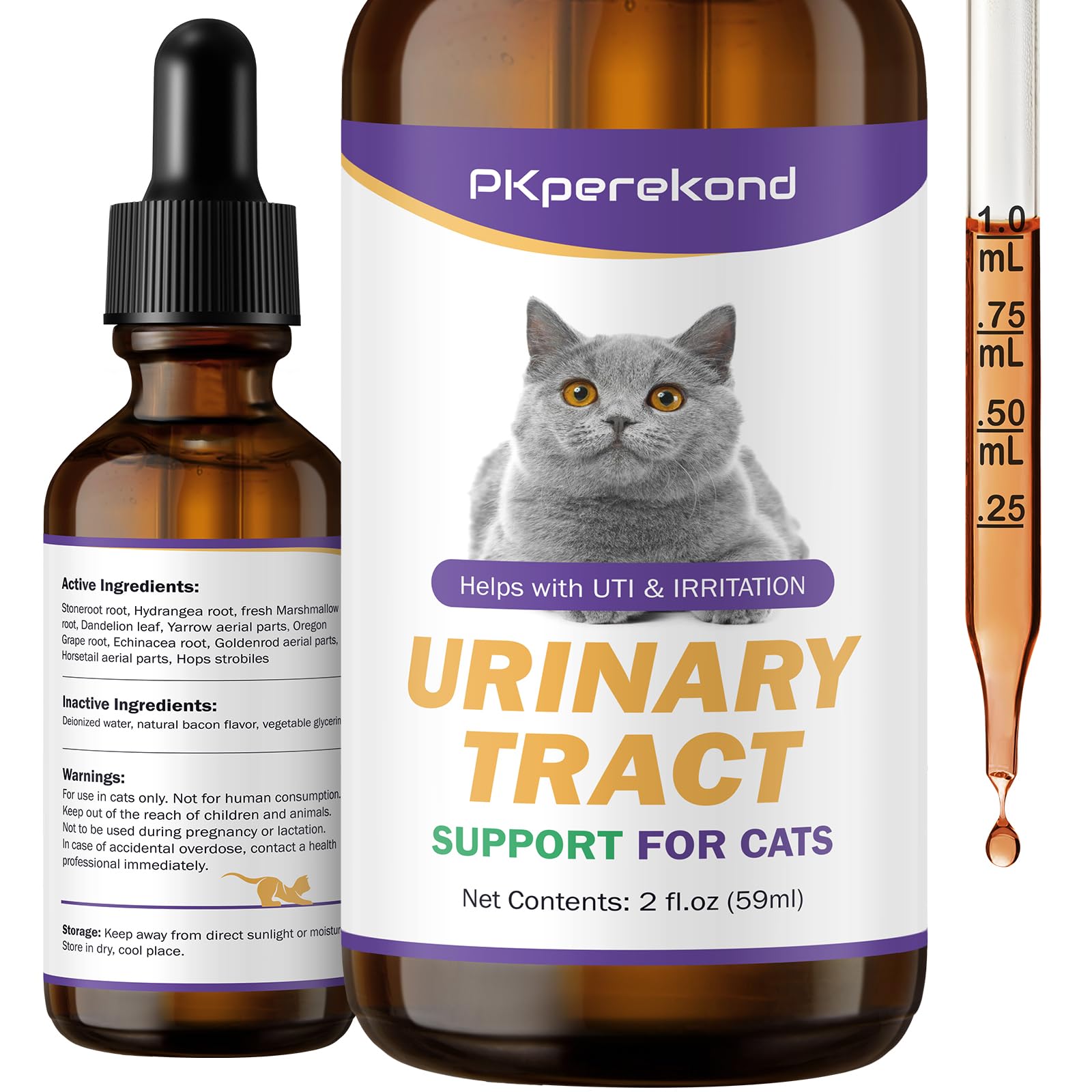 Urinary Tract Support for Cats - UTI Treatment for Cats - Urinary Tract Health, Relieves Urinary Crystals, Kidney and Bladder Support Supplement, 2 oz