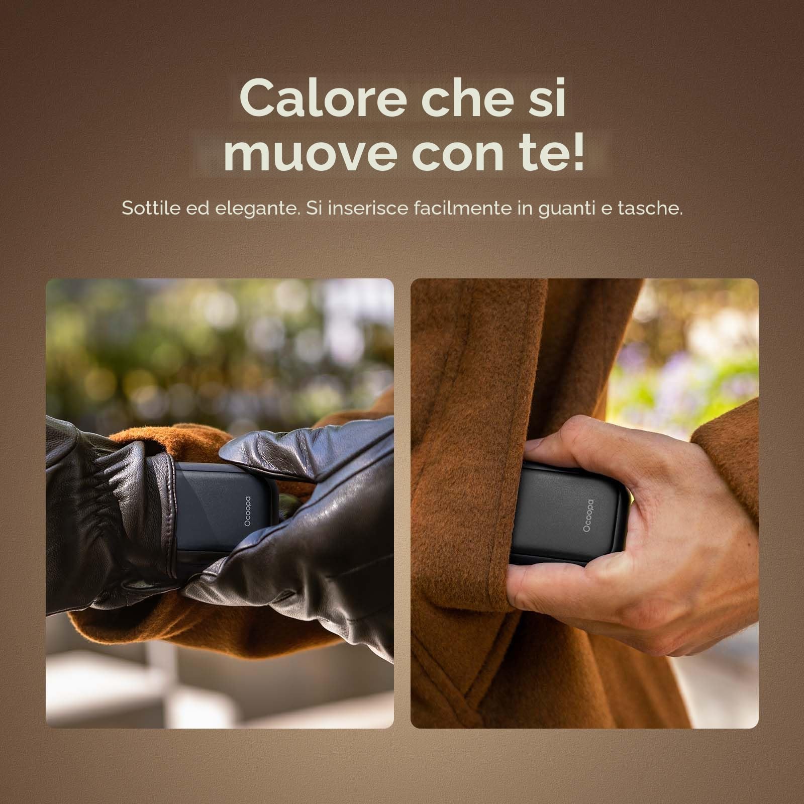 OCOOPA Scaldamani Ricaricabile,Scaldamani Magnetico 5000mAh,Impermeabile,Riutilizzabile Elettrico Portatile Scaldamani USB,Certificato UL,3 livelli di calore,Regali tecnologici per e all'Aperto
