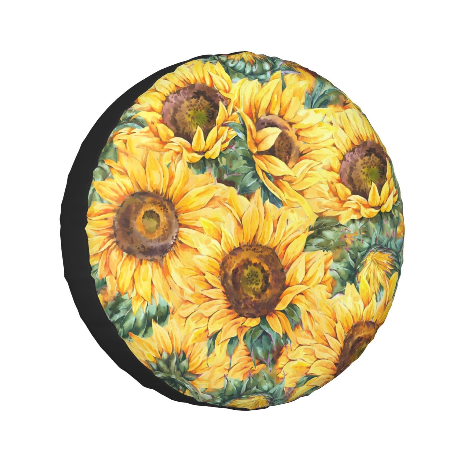 Sunflowers Spare Tire Cover Wheel Protectors Tyre Covers Weatherproof Wheel Covers Universal Fit for Trailer Rv SUV Truck Camper Travel Trailers 16"