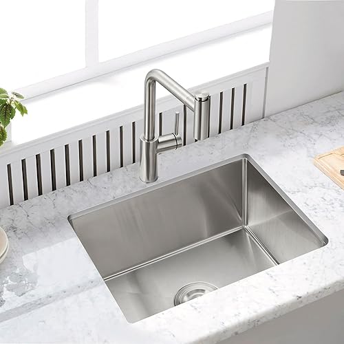 Vista 80 de MENATT Fregadero de cocina de 20 pulgadas, acero inoxidable SUS304 hecho a mano, fregadero de cocina con colador de fregadero (cepillado), 20 x 16 x