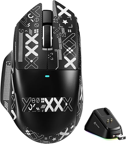 Miniatura 11 de ATTACK SHARK V6 - Ratón inalámbrico para juegos de 2.29 oz con base de carga magnética RGB, BT/2.4G inalámbrico/con cable, sondeo 1K, sensor PixArt
