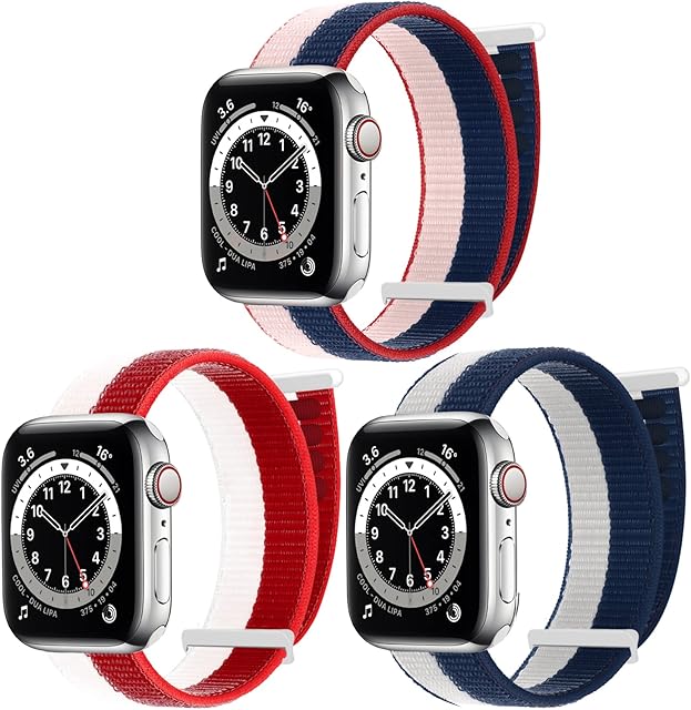 Chinbersky 3 Pack Sport Loop Straps Compatible with Apple Watch Strap 38mm 40mm 41mm, Adjustable Stretchy Elastic Nylon Replacement Band for iWatch Series 7/6/5/4/3/2/1/SE