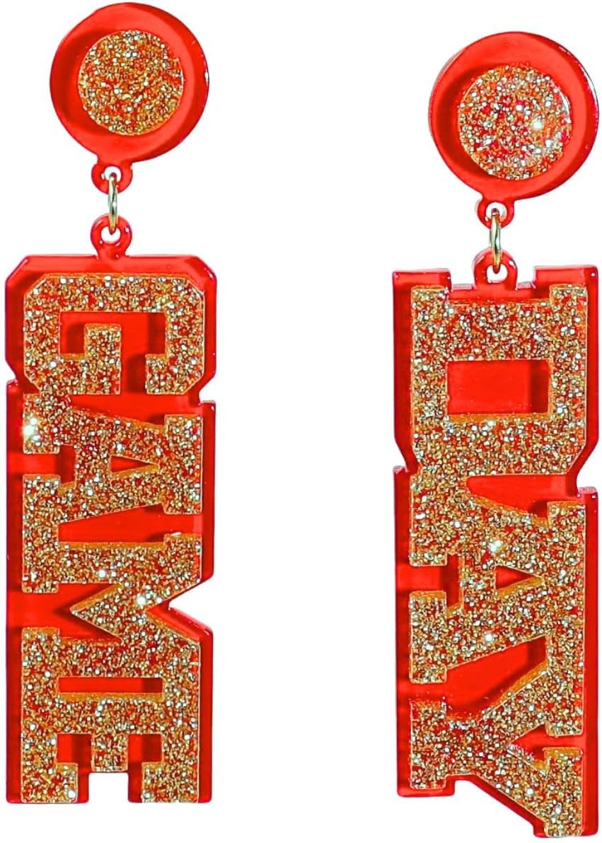 Acrylic Game Day Earrings Dangle Football Team Sports Fan Earrings for Women