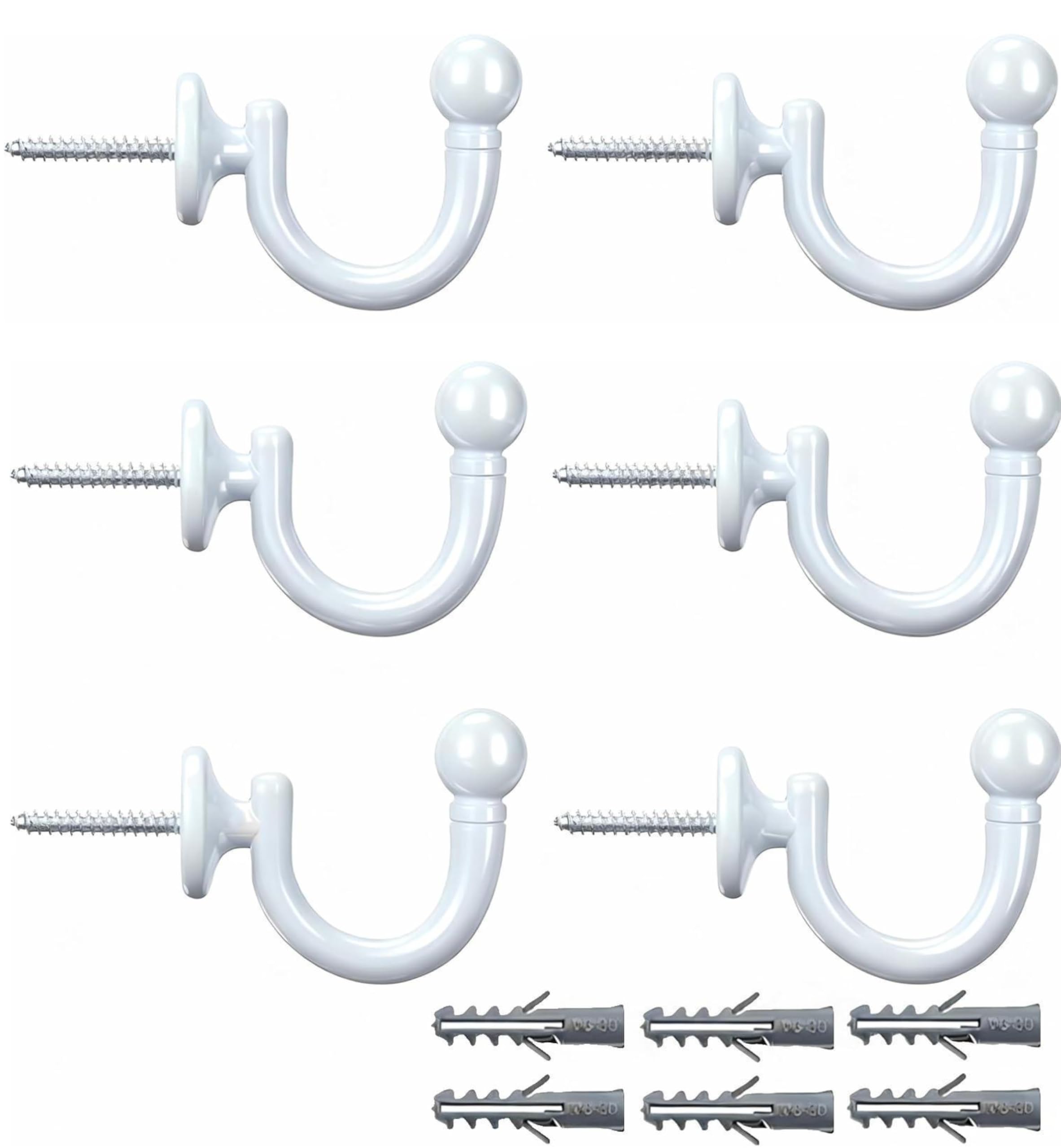 Curtain Holdbacks,Curtain Tie Back Hook,Tie Back Hooks For Curtains, Wall Mounted Window Curtain Holder Hooks, Drapery Holdbacks for Fixed Curtain or Hanging Items(White)