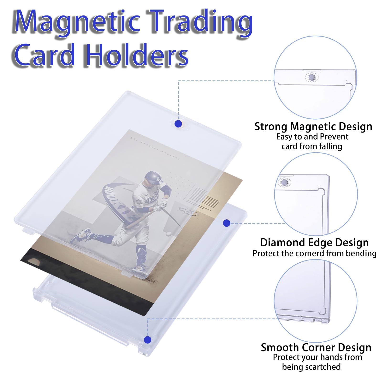 MUXHEL 25PCS 35PT Magnetic Card Holder, Clear Magnetic Trading Card Holder One Touch - Image 3
