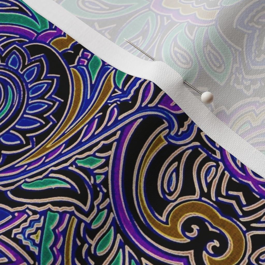 Spoonflower Fabric - Peacock Paisley Gold Teal Purple Printed on Petal Signature Cotton Fabric by The Yard - Sewing Quilting Apparel Crafts Decor