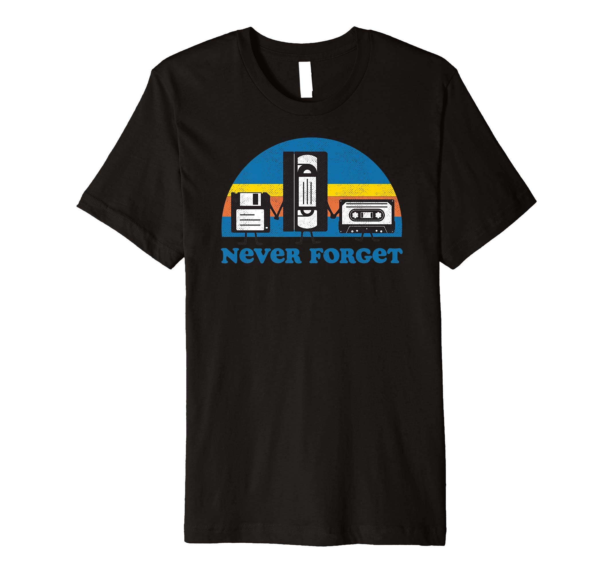QwerteesNever Forget Funny Floppy Disk VHS Casette Tape 90s 80s Premium T-Shirt