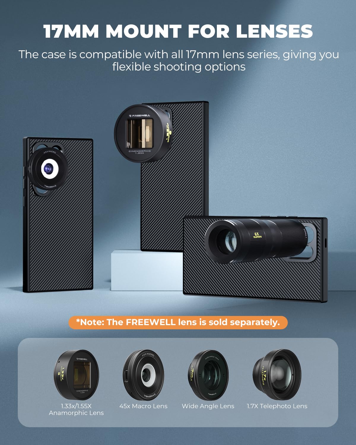 FREEWELL Pro Filmmaker Étui pour Samsung S24 Ultra – Filtres magnétiques et Fente d'objectif 17 mm Noir