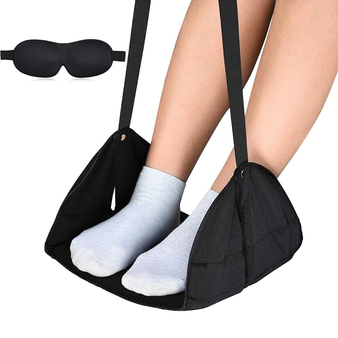 Airplane Footrest Hammock, Travel Foot Rest Hammock with No Foot