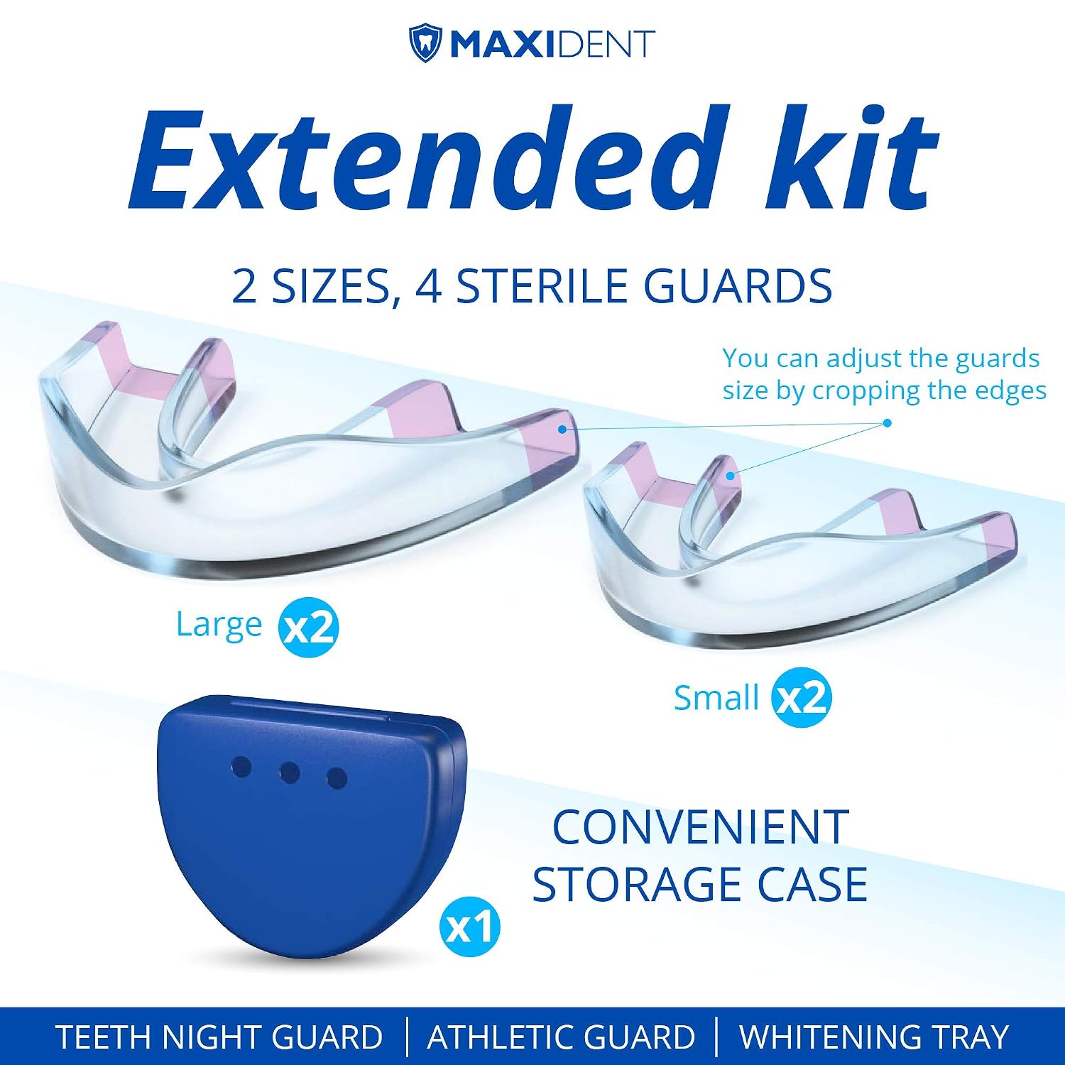 Maxident Mouthguard - Advanced Dental Guards - Moldable Night Guard for Grinding Teeth, Clenching and Whitening - Premium Dental Protection - Include Pack of 4 - Two Sizes
