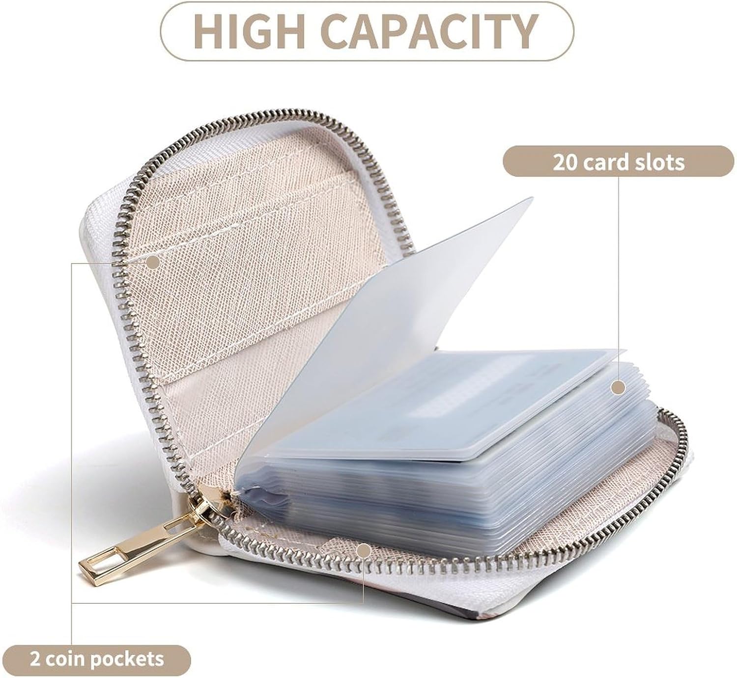 Leather Card Organizer Case Card Wallet Credit Card Holder Grey Animals Printed Zipper Card Cases Holder for Women Men