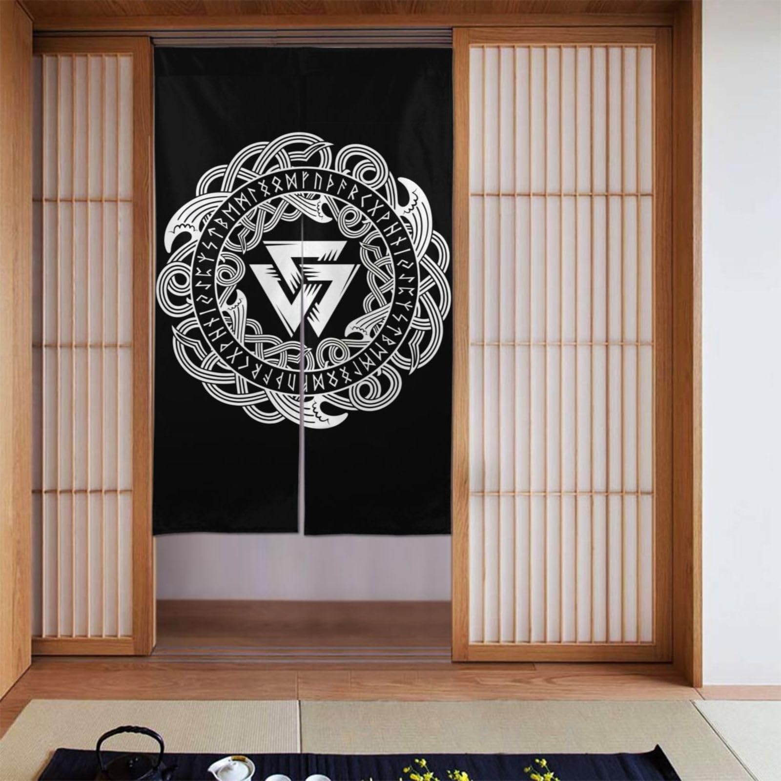 Lukiyys Ancient Celtic Mythological Symbol Door Curtains,Doorways Curtains for Windows,Bedroom Divider 34"X 56"