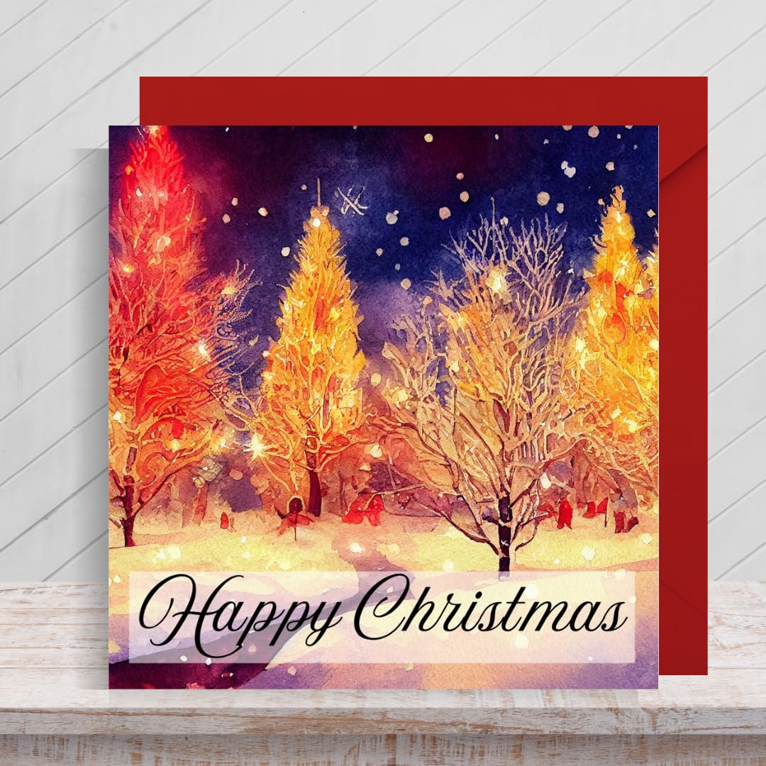Second Ave Pack of 10 Christmas Evening Winter Scene Xmas Holiday Festive Greetings Cards, multicolor, 140mm x 140mm - Image 2