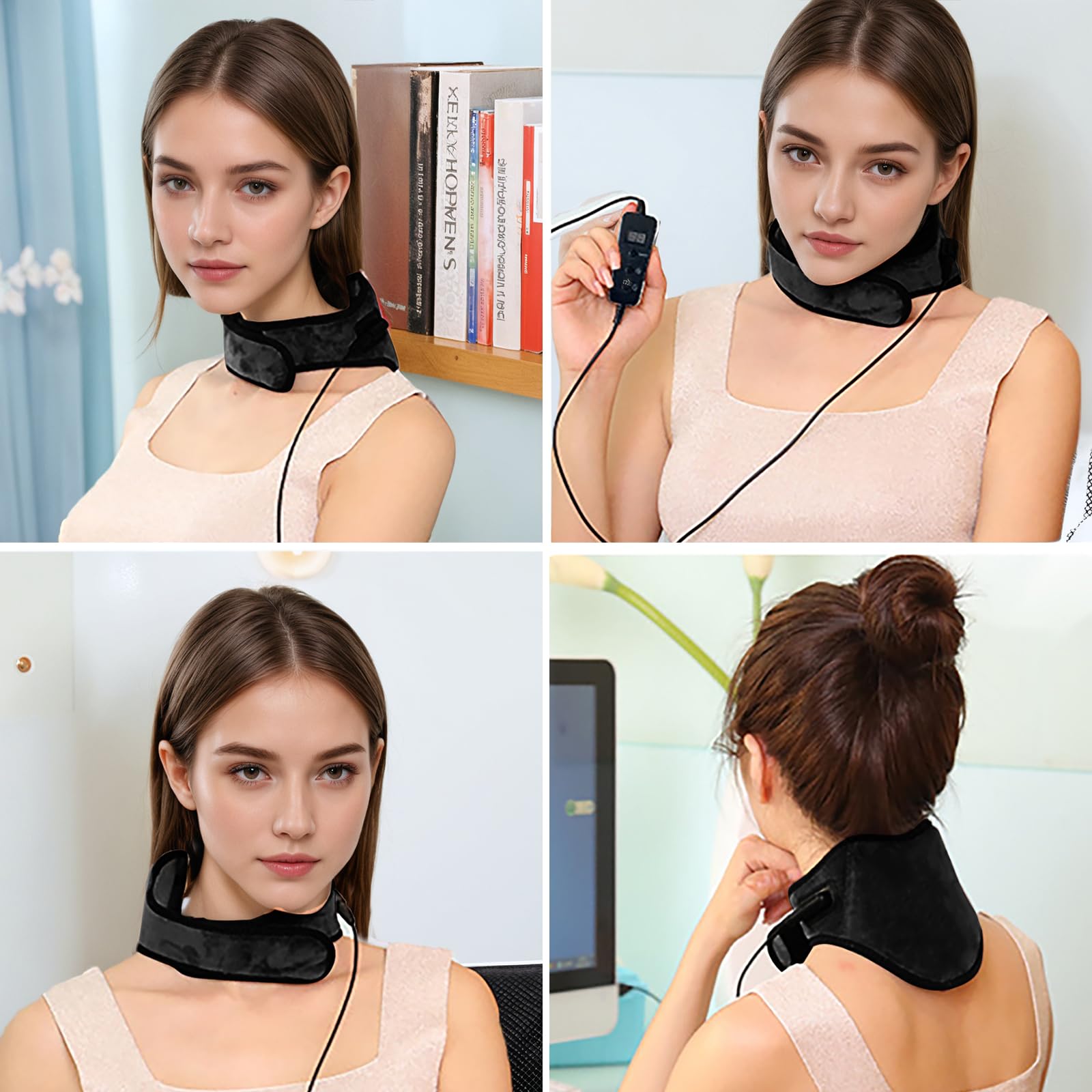 Minerve Chauffante Électrique USB Ceinture Compresse Chaude pour le Cou Thérapie Infrarouge Lointaine Protège De Cou Moxibustion Soulage Douleurs de Nuque 64 * 14 CM