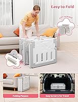 Vista 3 de Corralito para bebés Dripex, corral plegable de 10 paneles para bebés y niños pequeños, área de juego portátil ajustable, centro de actividades