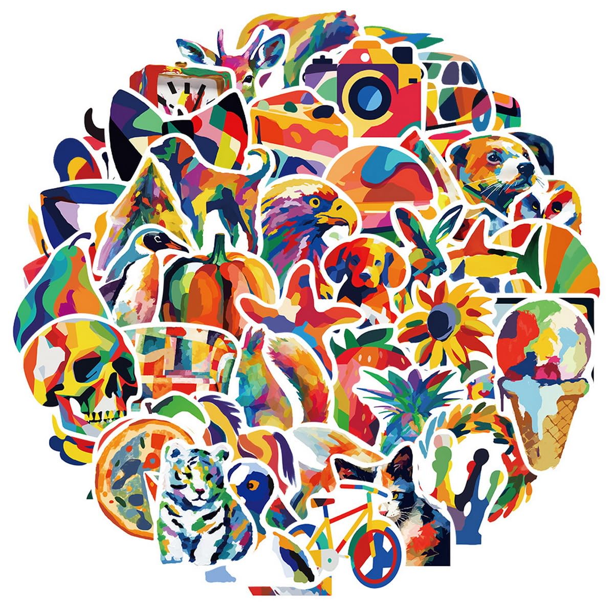 50 PCS Cool Animal Sticker Graffiti Stickers Art Journaling Supplies Stickers for Journaling Laptop Scrapbook Waterproof Vinyl Gifts for Women Girl