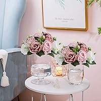 Vista 6 de Sziqiqi Centros de mesa de flores rosas para mesas, bolas de besos para bodas, pieza central de arreglos florales artificiales