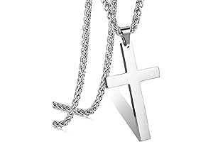 Stainless Steel Costume Cross Pendant Chain Necklace for Men Women