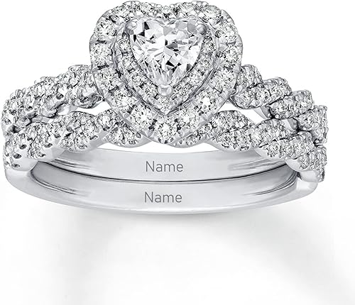 Juegos de anillos de compromiso de moissanita de corte corazón de 32 quilates ctw para mujer juegos de anillos de boda de oro real de 10 quilates 14