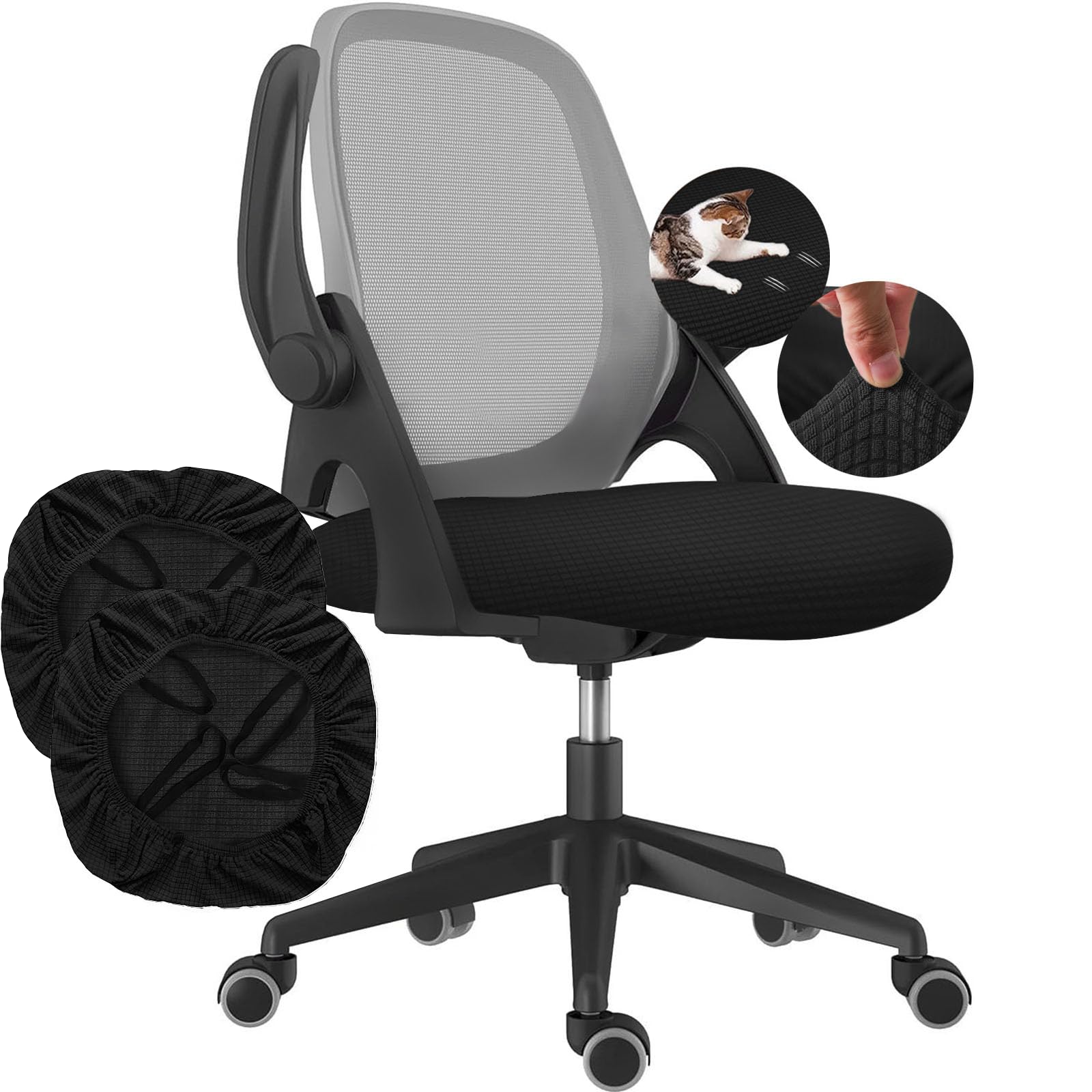 DHXYZZB 2PCS Chair Seat Covers Stretchable Removable Slipcovers Protector Cover with Buckle, Universal Fit Anti-dust Desk Seat Cover Kitchen Chair Protective