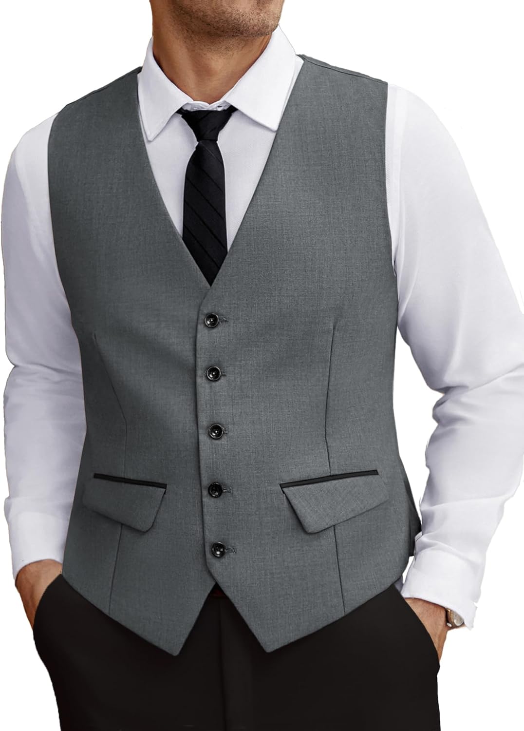 COOFANDY Men's Business Suit Vest Slim Fit Dress Vest Wedding Waistcoat