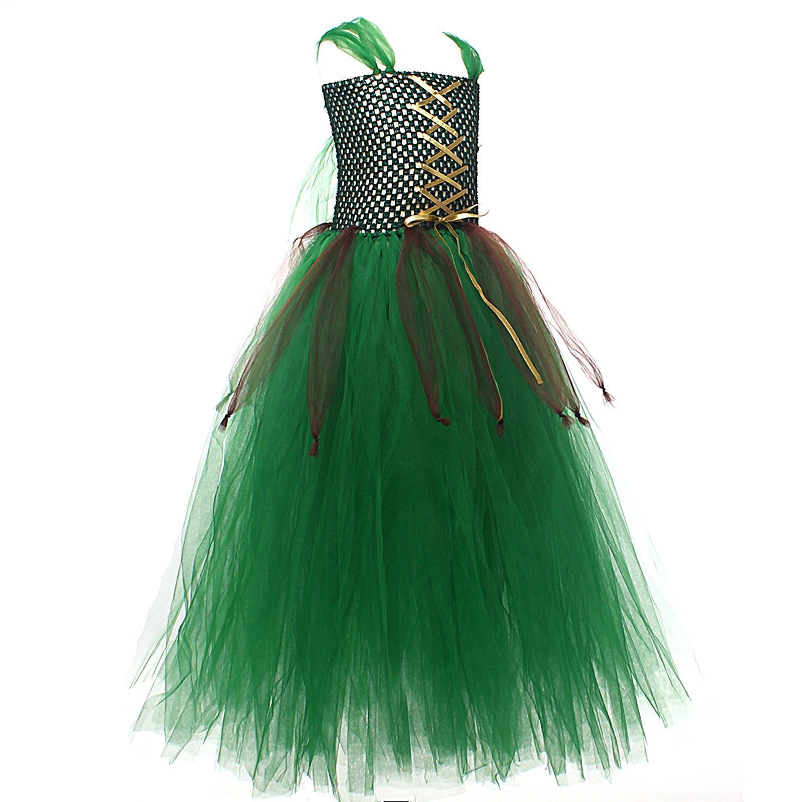 Costume Halloween per Bambine Abito Verde Con Gonna A Tutù In Tulle Da Fata | Gonna Per Di Ruolo Di Carnevale Per Halloween Balli In Maschera Feste A Tema Carnevali Compleanni E Eventi Scolastici