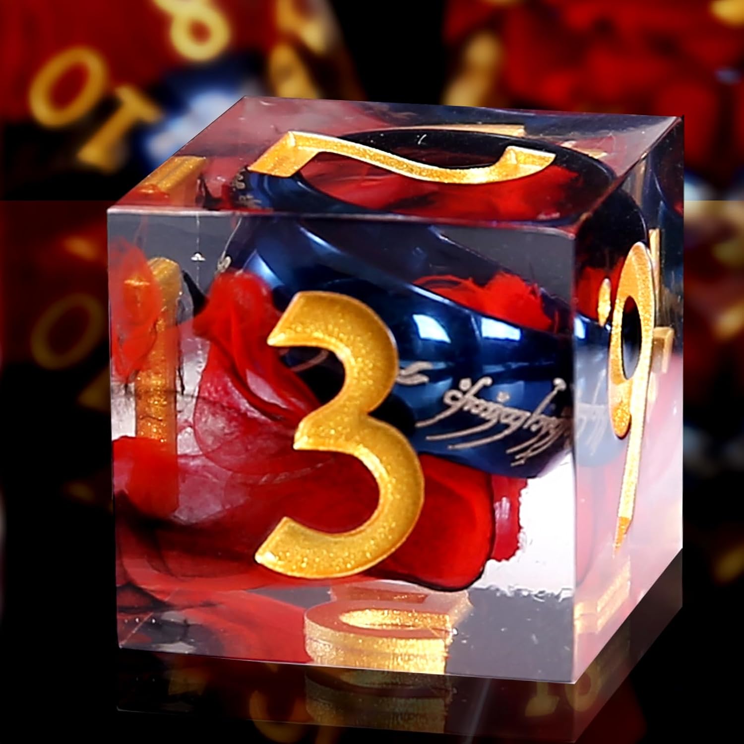 Sharp Edge Ring Dice Set,7pcs Handmade Resin Dice Set DND,RPG Ring Inclusion Dice for Dungeons and Dragons for 15 Years and Up