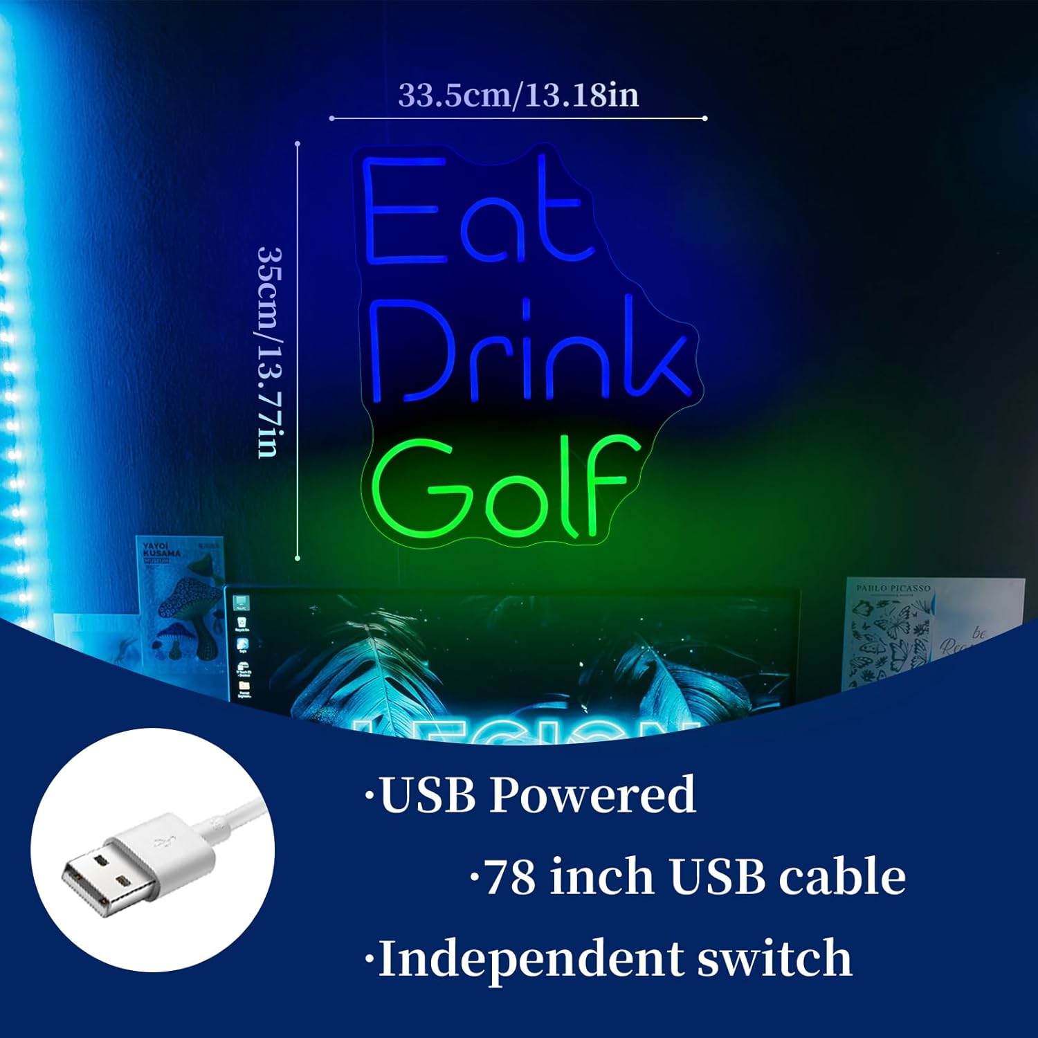 Eat Drink Golf Neon Sign Led Neon Light Neon Signs for Wall Decor USB Powered Led Neon Signs for Room Decoration - Image 6