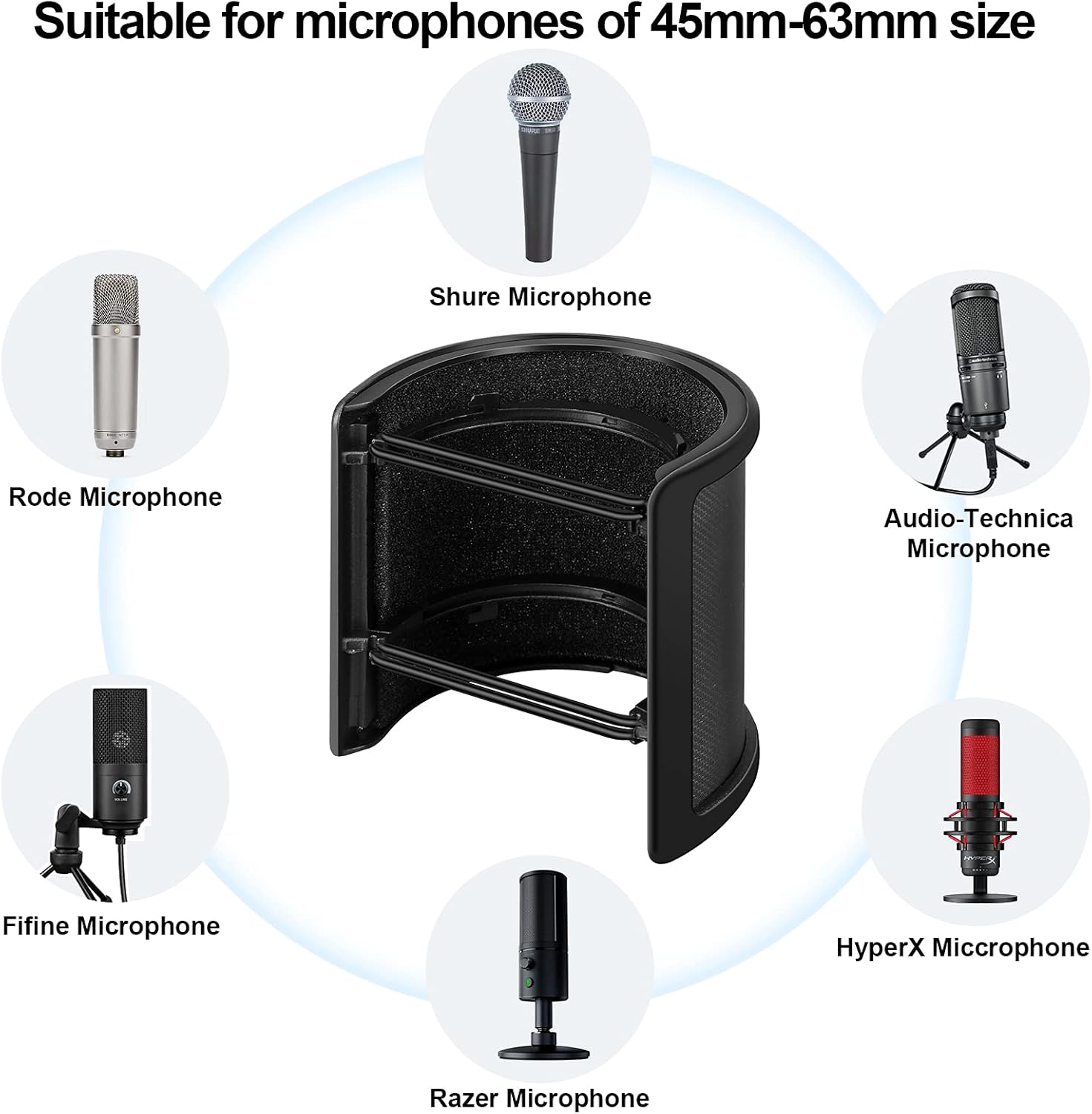 Pop Filter,Aokeo [Upgraded Three Layers] Metal Mesh & Foam & Etamine Layer Microphone Windscreen Cover Handheld Mic Shield Mask,Microphone Accessories for Vocal Recording,Youtube videos,Streaming : Musical Instruments