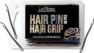 LaRosa Flat Hair Clips 4 cm - Metal Ball - U-Shaped - Suitable for Hair Salons - 1 Pack x 40 Pieces - Brown