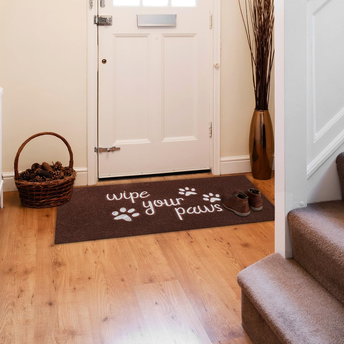 Welcome Large Mats for Front Door Wipe Your Paws Funny Doormat, Durable Natural Rubber Non Slip Back MatDog Mats for Entryway Porch Coffee Mat
