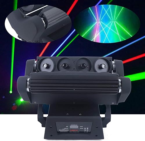Miniatura 7 de TFCFL Luz de escenario de haz de cabeza móvil de 8 ojos, luces de fiesta de DJ RGB de 150 W, lámpara de escenario de efecto por control remoto y