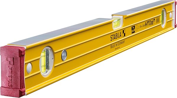STABILA Poziomica magnetyczna typ 96-2 M, 61 cm, bardzo mocny profil aluminiowy, bardzo silne magnesy ziem rzadkich, 1 pozioma / 2 pionowe libele, amortyzujące zaślepki, antypoślizgowe stopery, Made