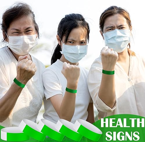 Miniatura 4 de Tudomro Paquete de 1200 pulseras de papel de plástico para eventos, fiestas de neón, pulseras de colores, impermeables, de identificación de