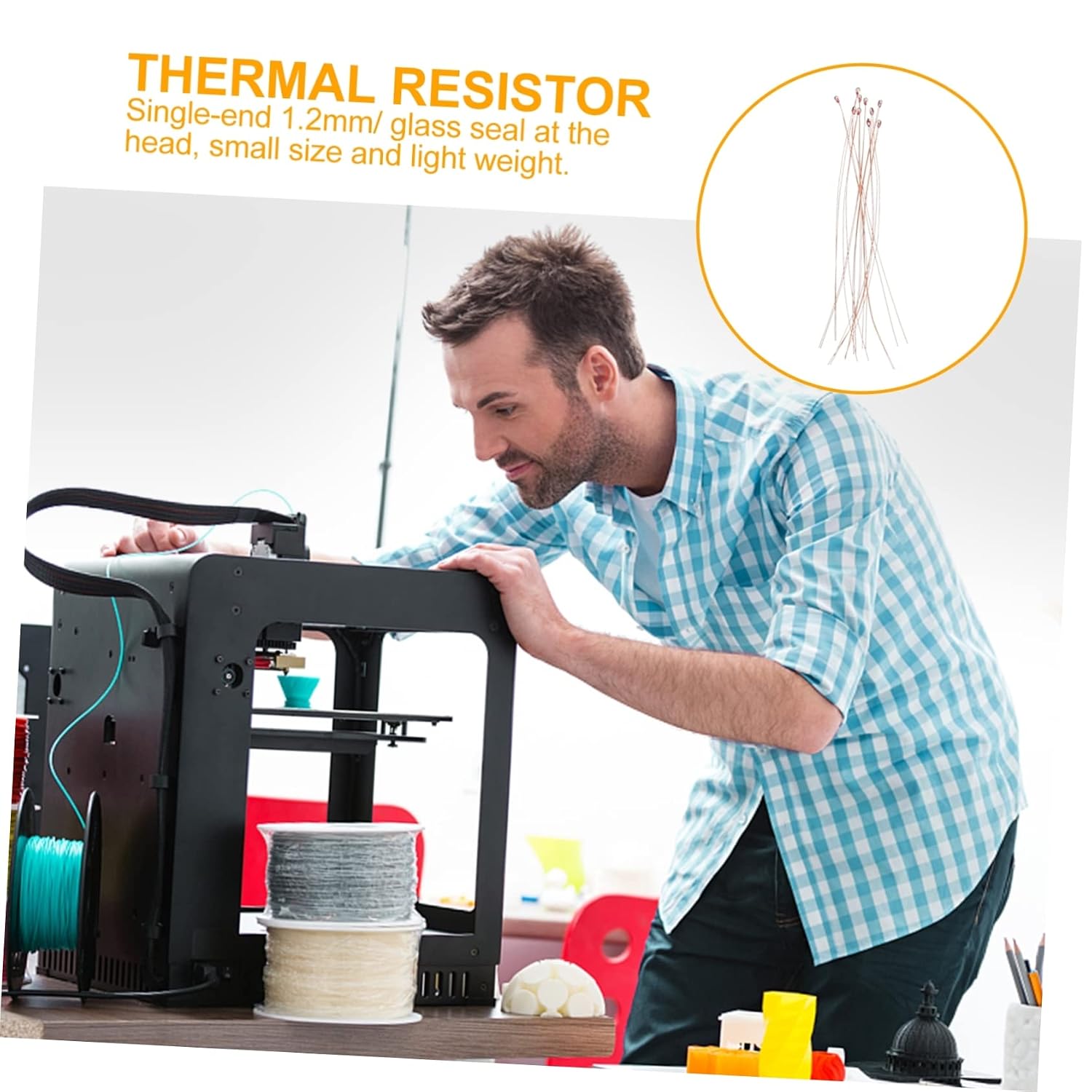 20pcs Printer Accessories High Temperature Thermistor Heatbed Thermistor Easy Installation