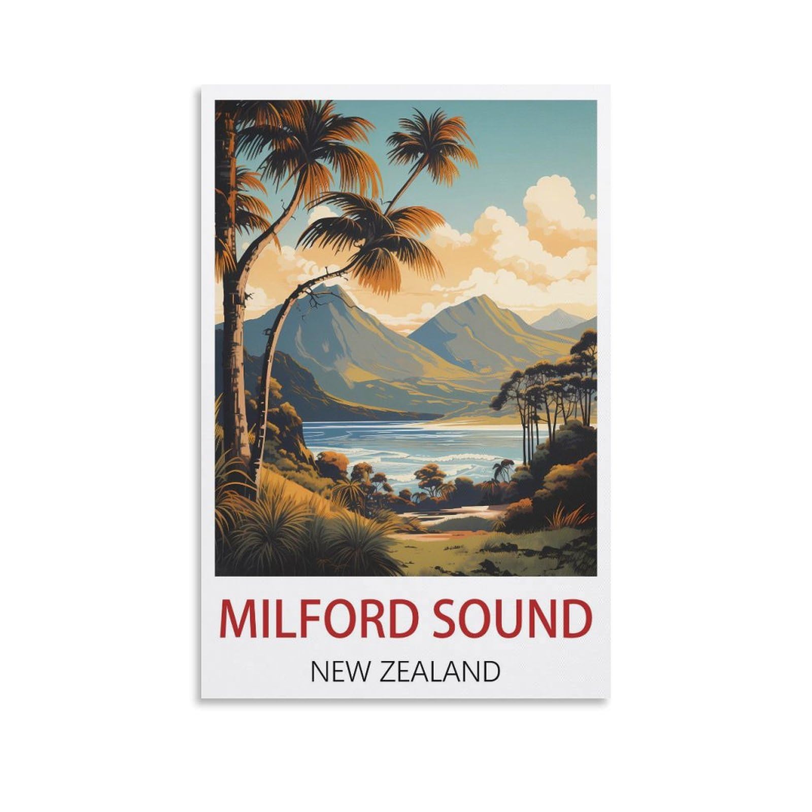 EZMLFA 5D DIY Diamond Painting Kit,Milford Sound New Zealand Diamond Art Kits for Beginner,Gem Art Kits Round Drill for Home Wall Decor Gifts 40x50cm