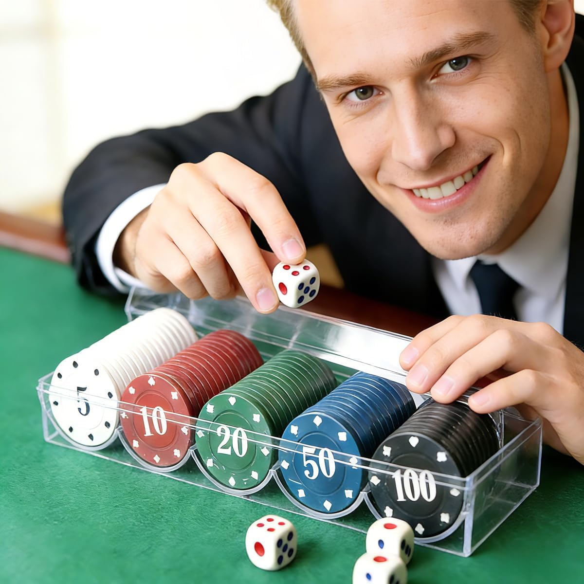 1-Pack Clear Acrylic Poker Chip Rack with Lid, 100-Chip Capacity per Tray (1) image 2