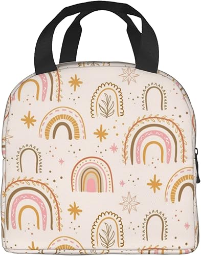 Miniatura 3 de Ucsaxue Lonchera estética bohemia con diseño de arco iris, reutilizable, bolsa de almuerzo aislada para picnic, bolsas de viaje, contenedor escolar