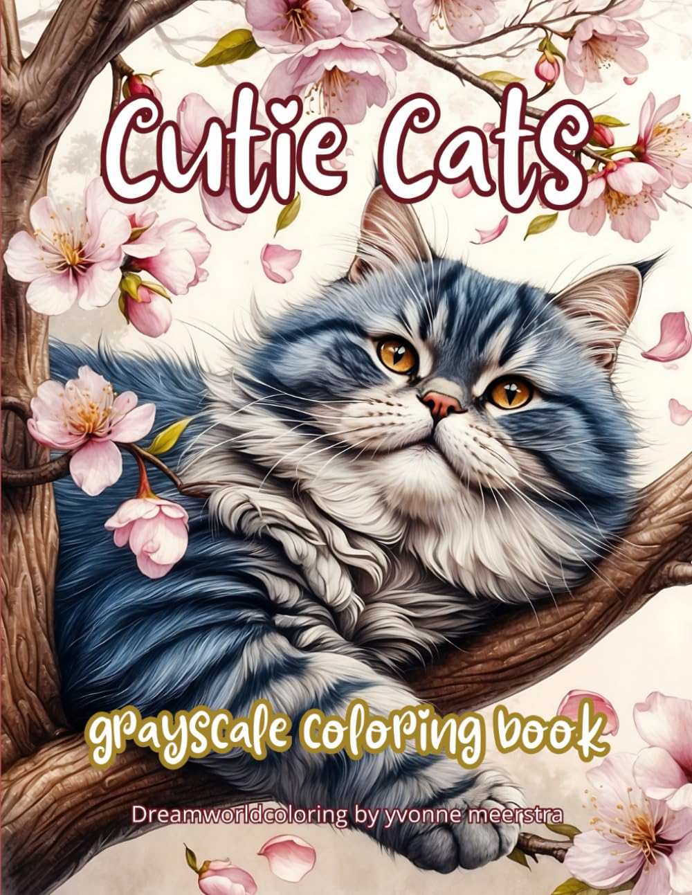 cutie cats: grayscale coloring book